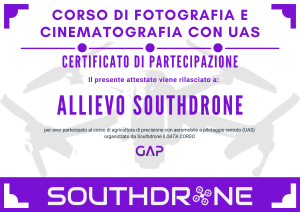 CORSO DI FOTOGRAFIA E CINEMATOGRAFIA CON DRONE